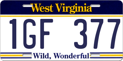 WV license plate 1GF377