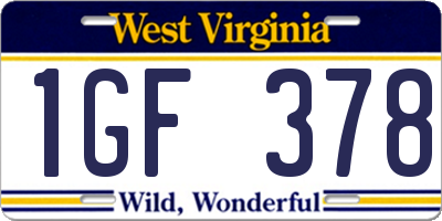 WV license plate 1GF378