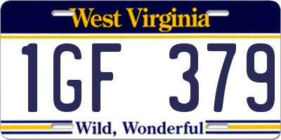WV license plate 1GF379