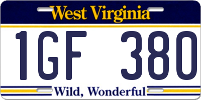 WV license plate 1GF380