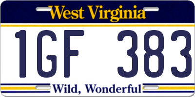 WV license plate 1GF383
