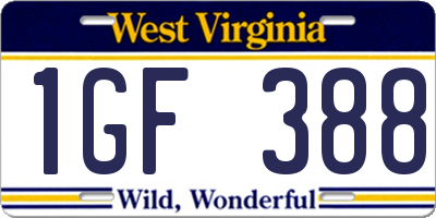 WV license plate 1GF388