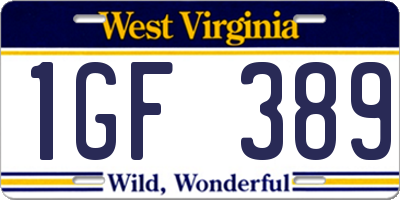 WV license plate 1GF389