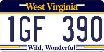 WV license plate 1GF390