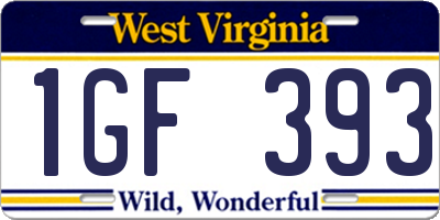 WV license plate 1GF393