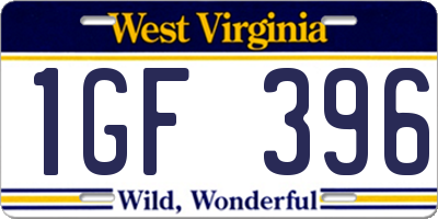 WV license plate 1GF396