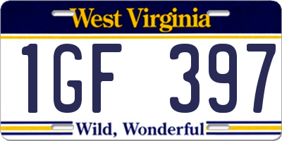 WV license plate 1GF397