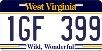 WV license plate 1GF399