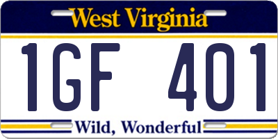 WV license plate 1GF401