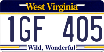WV license plate 1GF405