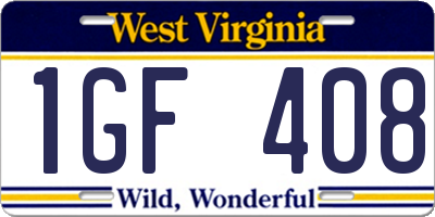 WV license plate 1GF408