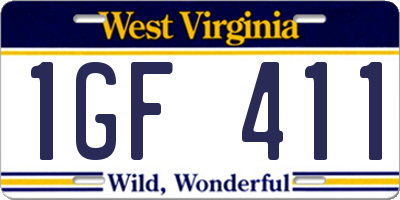 WV license plate 1GF411
