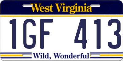 WV license plate 1GF413