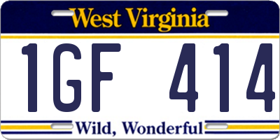 WV license plate 1GF414