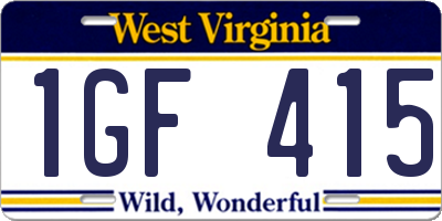 WV license plate 1GF415
