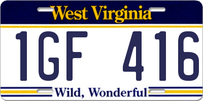 WV license plate 1GF416