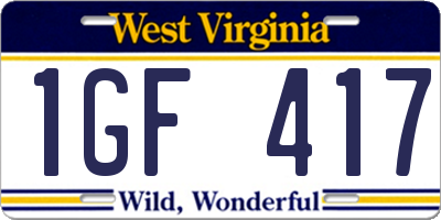 WV license plate 1GF417