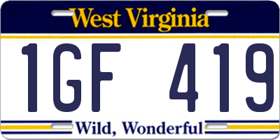 WV license plate 1GF419