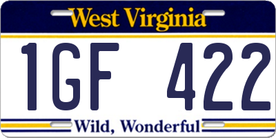 WV license plate 1GF422