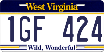 WV license plate 1GF424