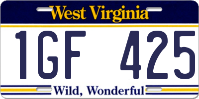 WV license plate 1GF425