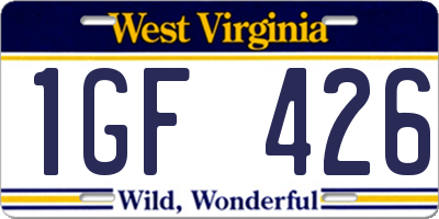 WV license plate 1GF426