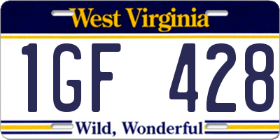 WV license plate 1GF428