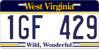 WV license plate 1GF429