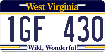 WV license plate 1GF430
