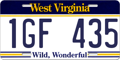 WV license plate 1GF435
