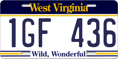 WV license plate 1GF436