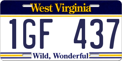 WV license plate 1GF437