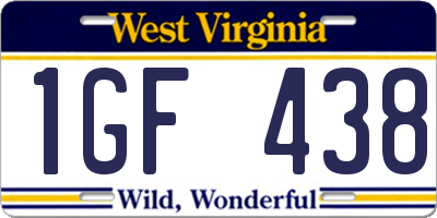 WV license plate 1GF438