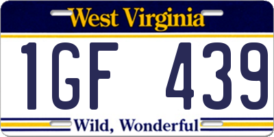 WV license plate 1GF439