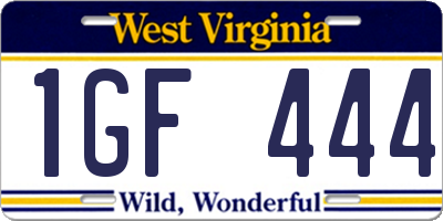 WV license plate 1GF444