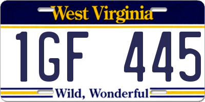 WV license plate 1GF445