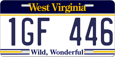 WV license plate 1GF446