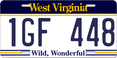 WV license plate 1GF448