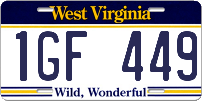 WV license plate 1GF449