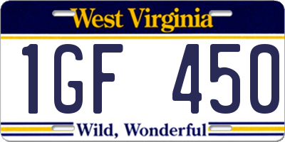 WV license plate 1GF450