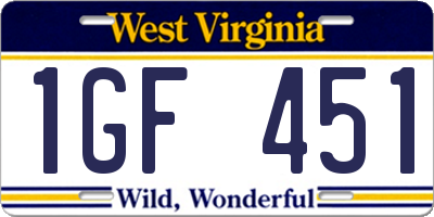 WV license plate 1GF451