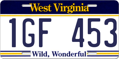WV license plate 1GF453