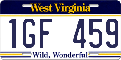 WV license plate 1GF459