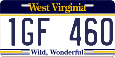 WV license plate 1GF460