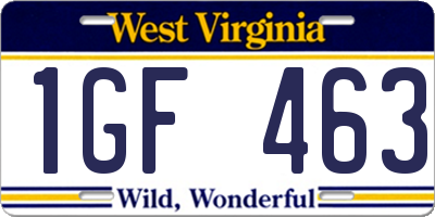 WV license plate 1GF463