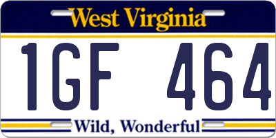 WV license plate 1GF464