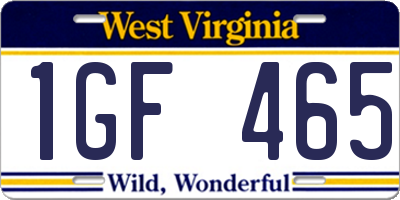 WV license plate 1GF465