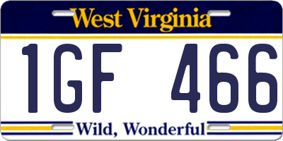 WV license plate 1GF466
