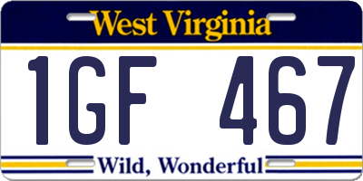 WV license plate 1GF467