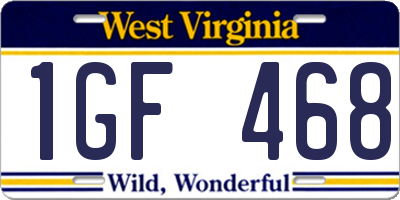 WV license plate 1GF468